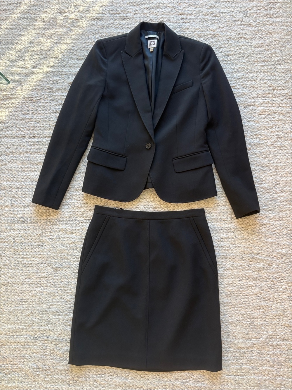 Anne Klein Executive Collection Black Tailored Blazer and Pencil Skirt Set